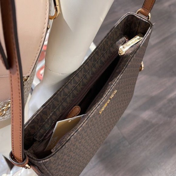 Michael Kors Jet Set Travel Large Messenger Crossbody Bag Brown - Picture 16 of 16